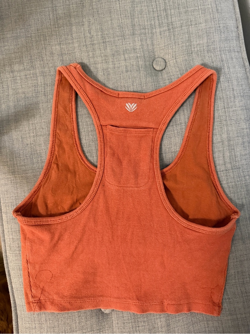 Forever 21 Rust Orange Ribbed Racerback Tank & High-Waist Shorts Set - Picture 3 of 6